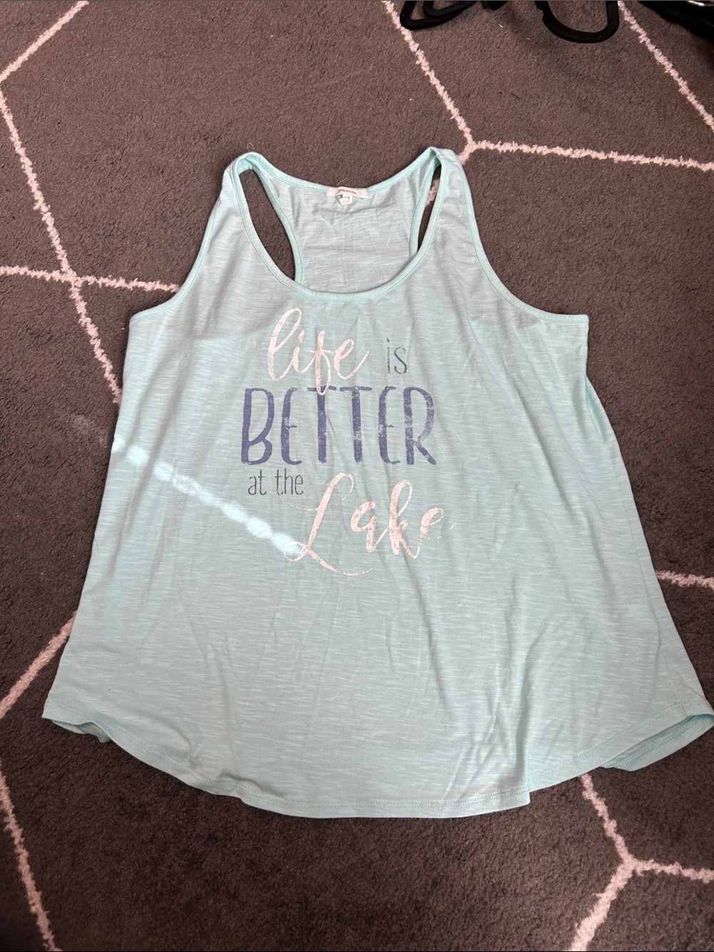 George Mint Racerback Tank with 'Life is Better at the Lake' Graphic